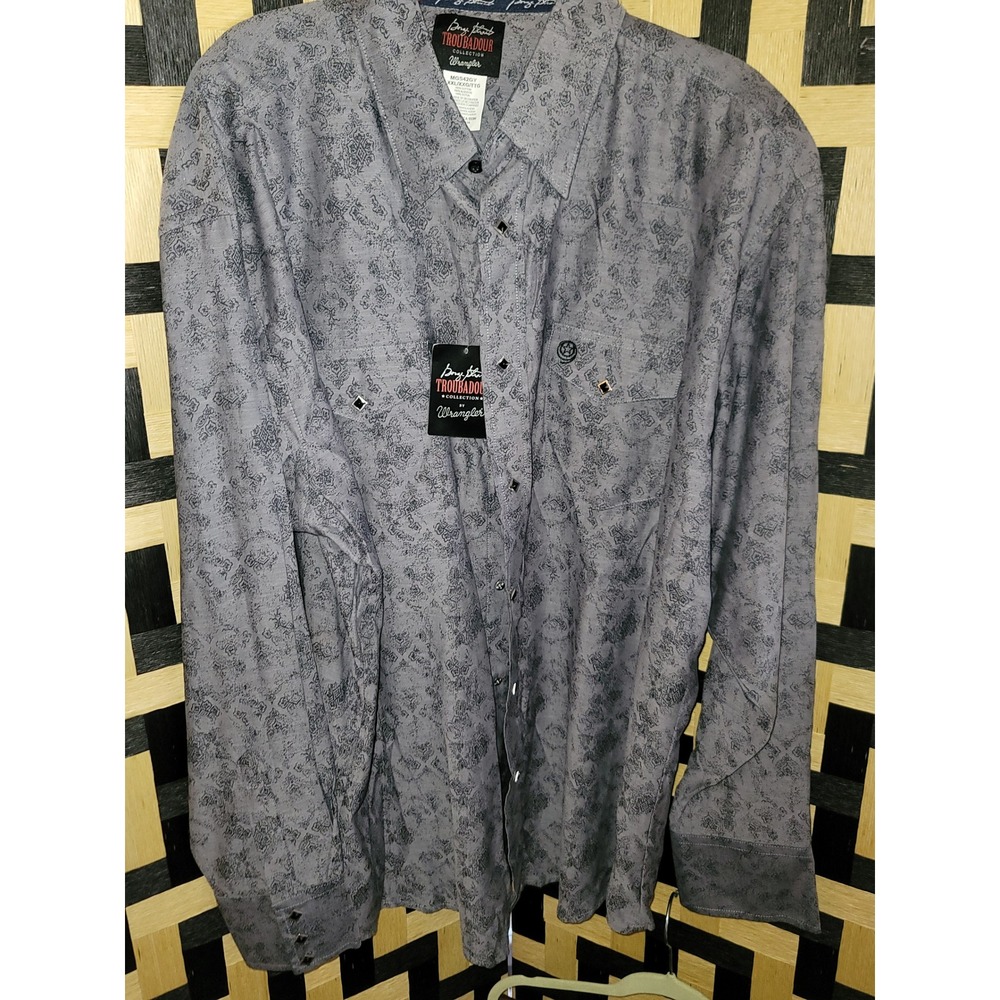 Wrangler Long Sleeve Western Shirt Troubadour Collection Gray XXL